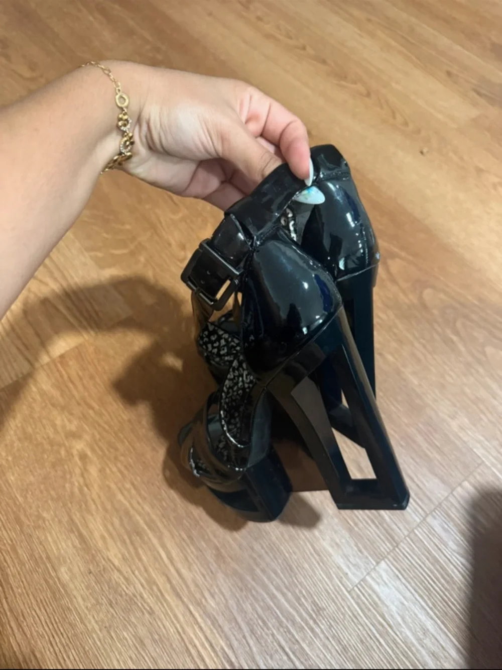 Jessica Simpson Black Patent Platform Strappy Heels